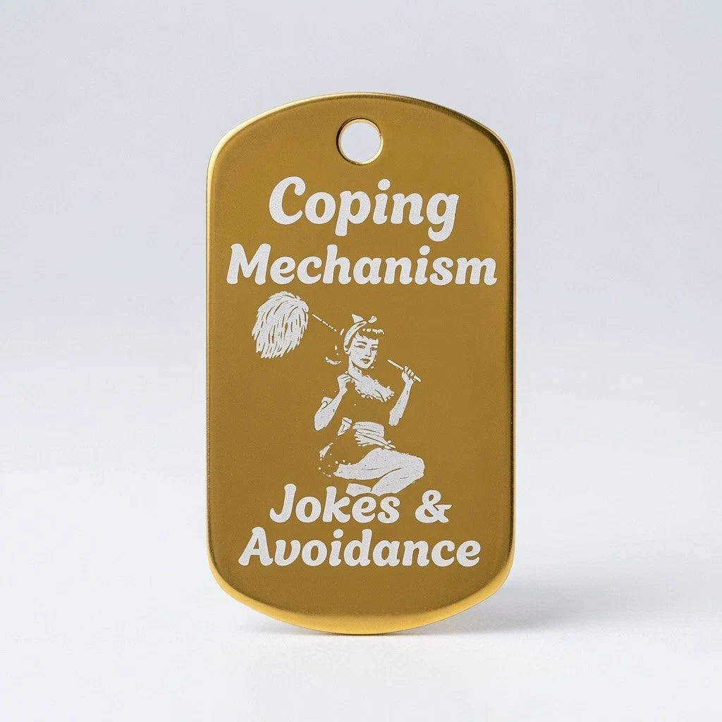 Funny Engraved Metal Dog Tag Keyring Necklace | Retro Pin Up Humour Gift