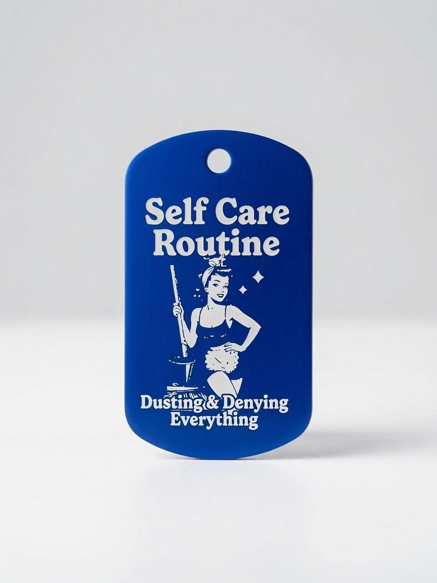 Funny Engraved Metal Dog Tag Keyring Necklace | Retro Pin Up Humour Gift