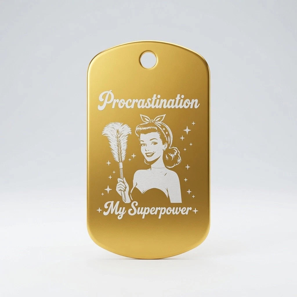 Funny Engraved Metal Dog Tag Keyring Necklace | Retro Pin Up Humour Gift
