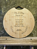 Personalised Wedding Chopping Board Mr & Mrs Gift Engraved Bamboo Board