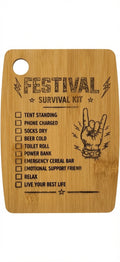 Festival Survival Kit Bamboo Board Camping Gift Campervan Glamping Accessory